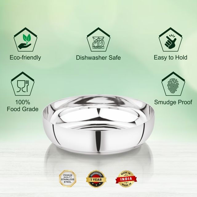 Steelera Stainless Steel Heavy Gauge Apple Halwa Plates 12.5 Cm Dia / Set of 6pc | Food Safe