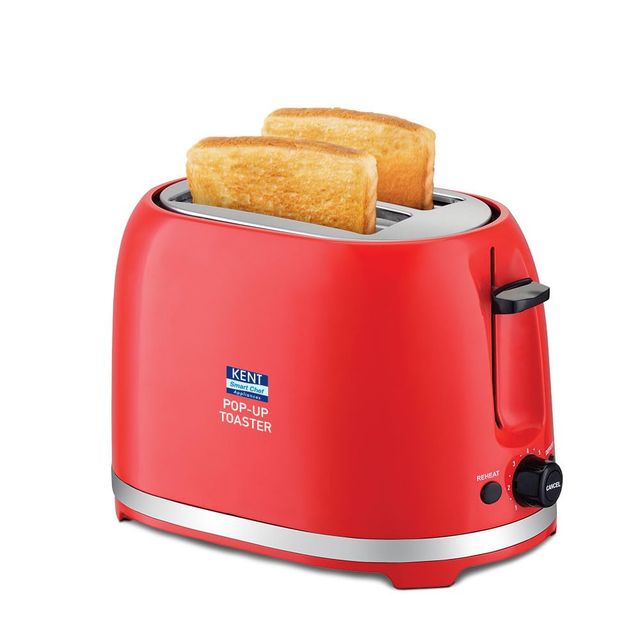 Kent Pop Up Toaster 850 Watts|2 Slice Automatic Pop Up|cool Touch Body - Red