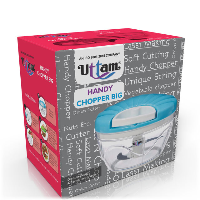 Uttam 500 Ml Large Vegetable Chopper With 3 Blades, Blue
