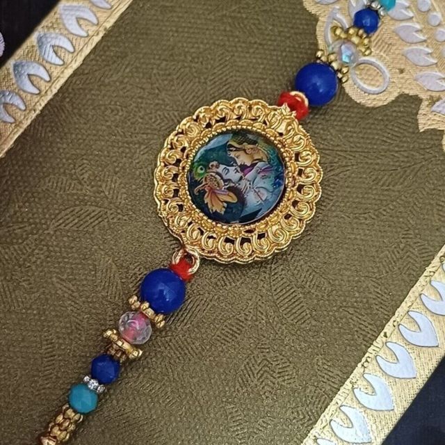 Gullak Radha Krishna Frame Rakhi - Divine Design