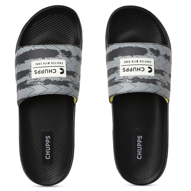 Chupps Traction Black and Grey Men's Casual Slider - UK 10