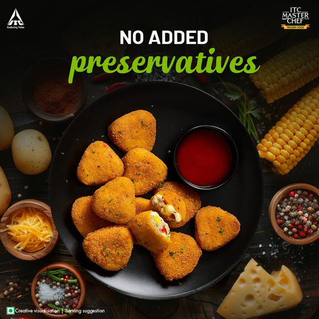 ITC Master Chef Cheesy Corn Triangle Nugget | Goodness of Protein | With Cheddar Cheese | 28 pieces