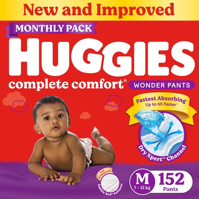 Huggies Wonder Pants Baby Diapers | Pant Style | M | 152 pcs