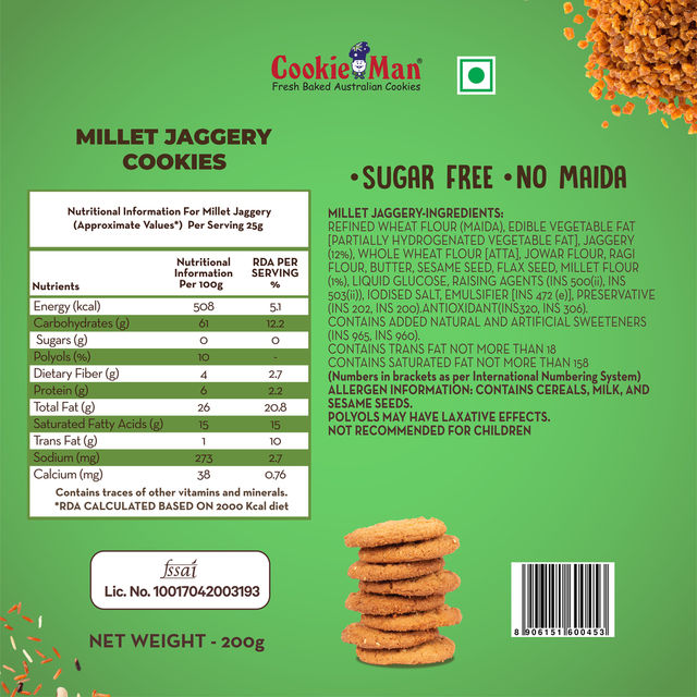 CookieMan Jaggery Ragi Millet Cookies | Sugar-free