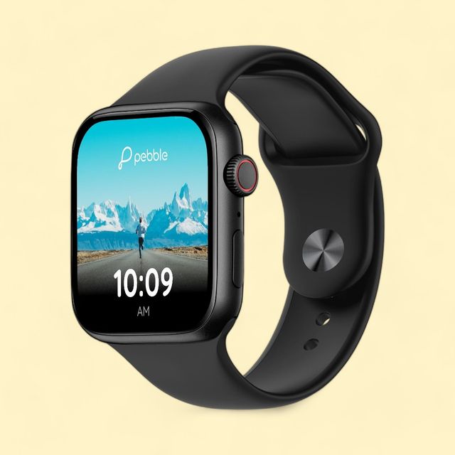 Pebble Activ Smartwatch with Bluetooth Calling | 1.83"  Display | Heart Rate Monitor - Black