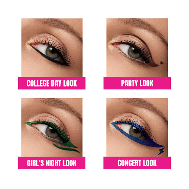 Lakme Elle 18 Eye Drama Kajal Super Black(0.35gms) & Lakme Eyeconic Eyeliner - Black | Waterproof(4.5ml) Combo