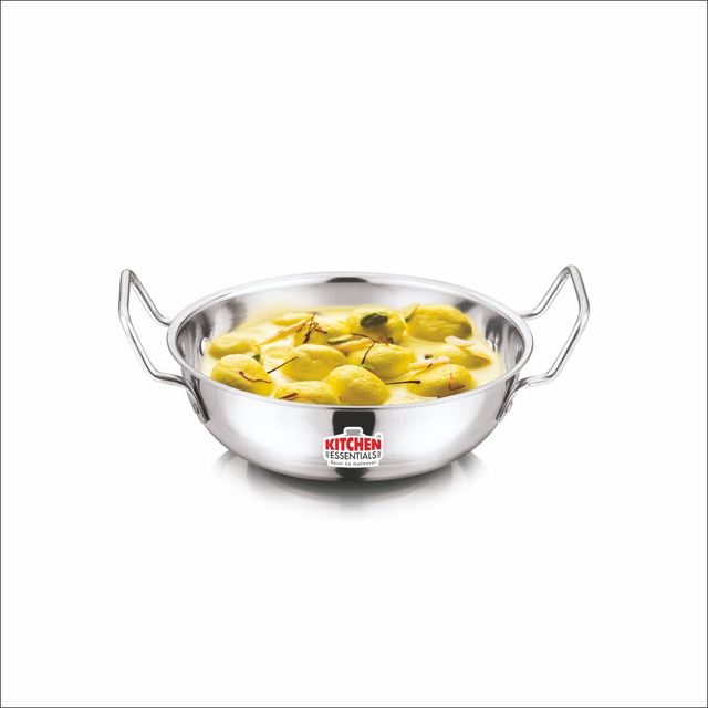 Kitchen Essentials Flat Bottom Kadai 12, Diameter 22.5 Cm Capacity, 2000 ml
