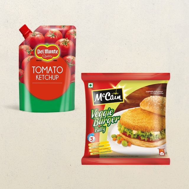 Del Monte Classic Blend Tomato Ketchup(500gms) & Mccain Veggie Burger Patty(360gms) Combo