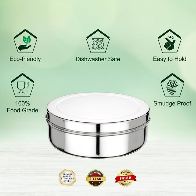 Steelera Stainless Steel Masala Dabba/ Organiser | 7 Containers And Small Spoon | Food Safe