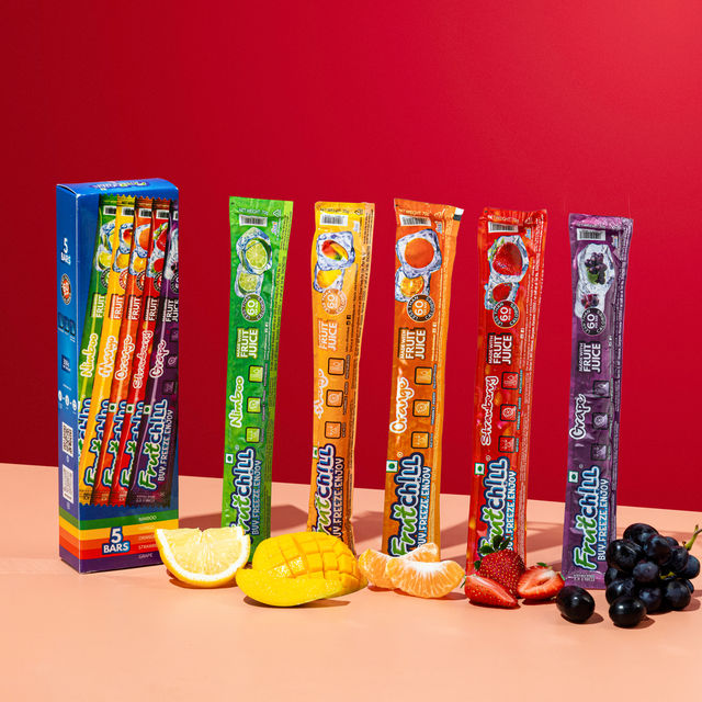 Fruitchill Ice Pops/Frozen Juice Bars Multipack- Mango, Strawberry, Orange, Nimboo, Grape