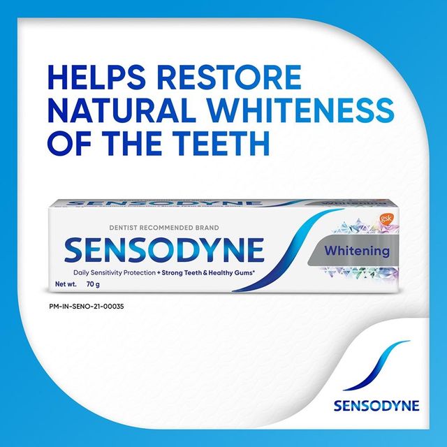 Sensodyne Toothpaste Whitening, Sensitive tooth paste to restore natural whiteness, 70 gm