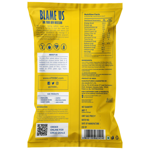4700Bc Cheese Popcorn, Jumbo Pack 45 g Combo