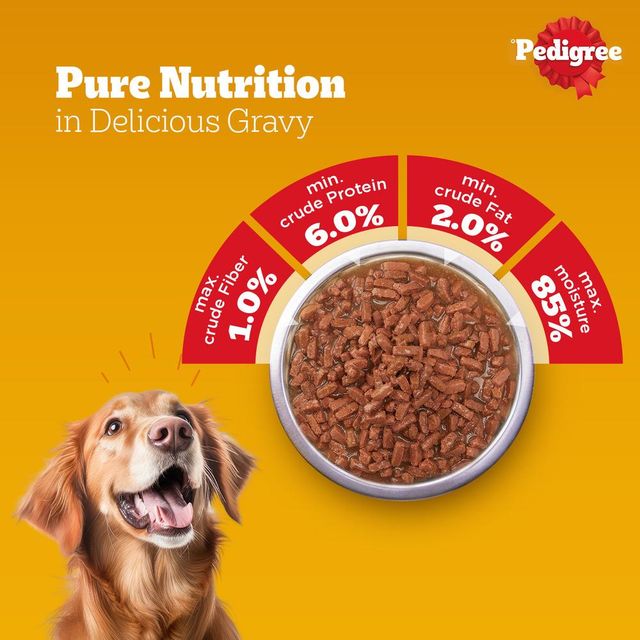 Pedigree Adult Chicken & Liver Chunks In Gravy Wet Dog Food, 70g, Pack of 3