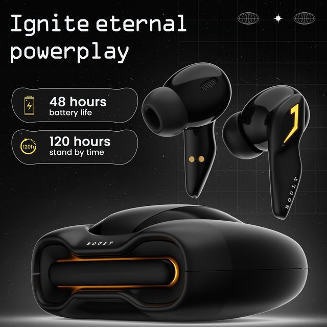 Boult Astra with Quad Mic ENC, 48Hrs Battery, Low Latency Gaming (Black Gloss, True Wireless)