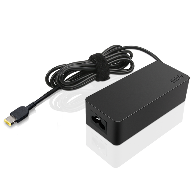 Lenovo 65W USB Slim Tip Rectangular pin Laptop Adapter/Charger with Power Cord for Select Models of Lenovo Laptops,Black