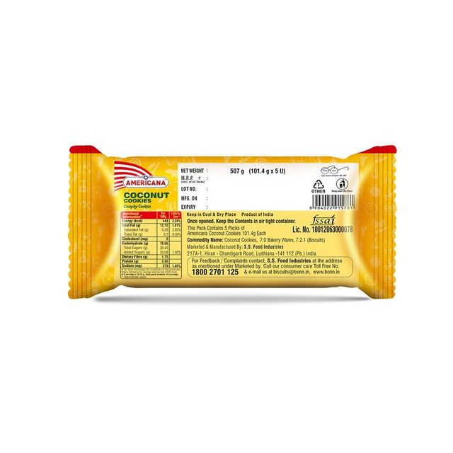 Americana Coconut Cookies - Crispy Crunchy Biscuits With Real Coconut Flavor - Family Pack