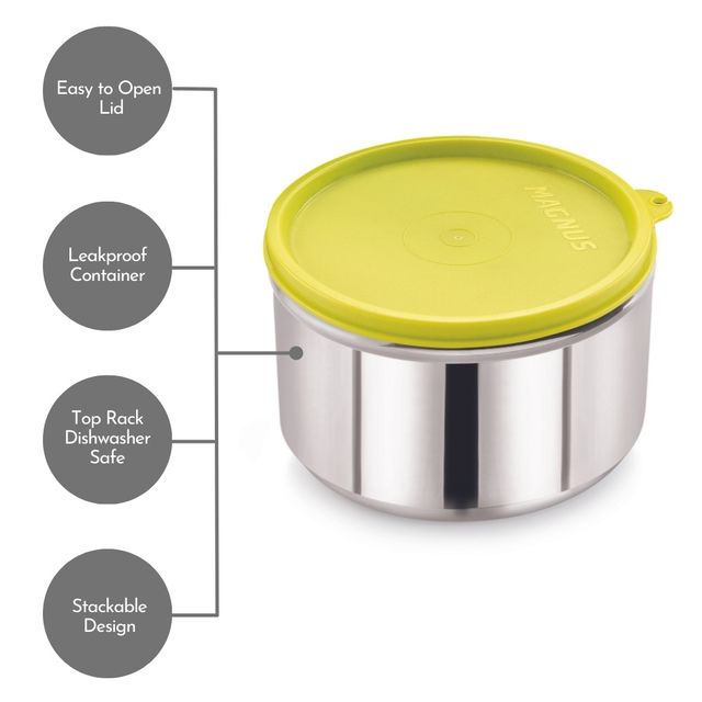 Magnus Easy Lock Stainless Steel 520 ml Storage Container with Leakproof Lid & BPA Free - Assorted