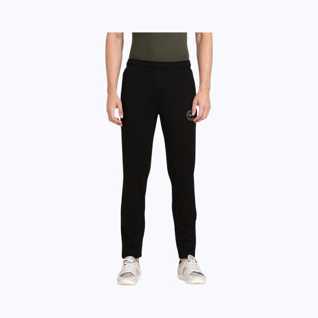 Pepe Jeans Men's Track Pant Cotton Rich Solid Mid-Rise Stretch Fabric Absorbent | Black - L