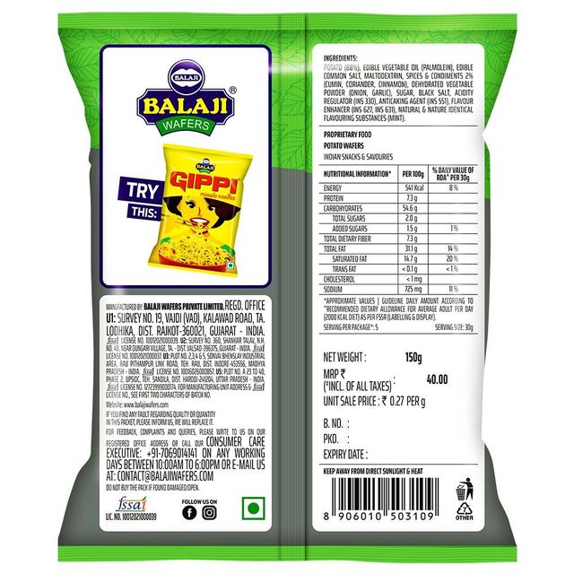 Balaji Rumbles Pudina Twist Wafers 135 g Combo