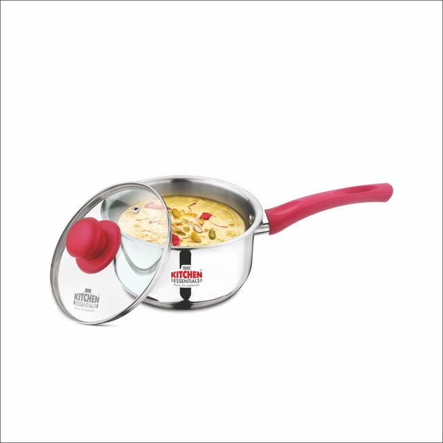 Kitchen Essentials Perpetua-Impact Forged Bottom Sauce Pan 16 with Glass lid, Soft Touch handles