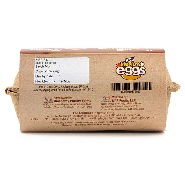 UPF Healthy Brown - Large Eggs, 6 Pieces | Protein Rich | Veg Feed | Infertile