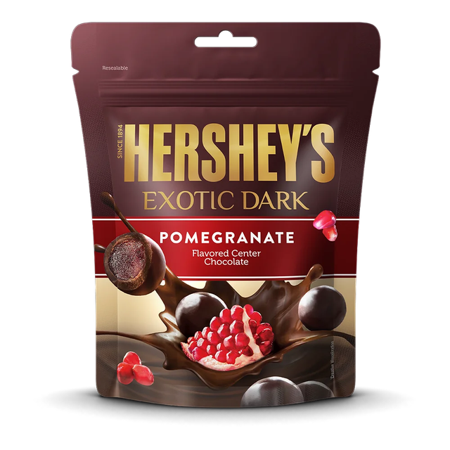 Hershey's Exotic Dark Pomegranate Chocolate Share Bag 100 g Combo