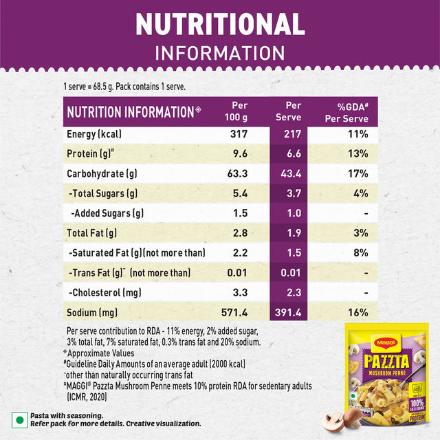 MAGGI Pazzta Instant Pasta - Mushroom Penne 68 g Combo