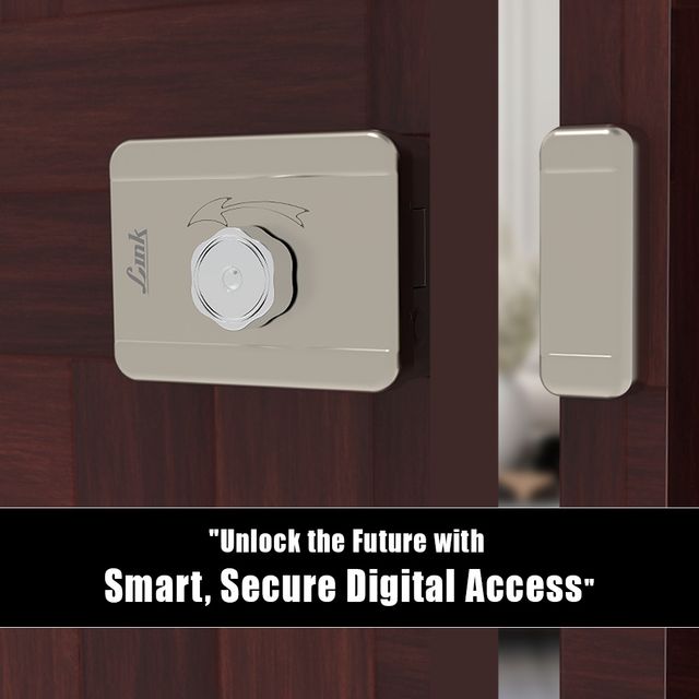 Link Smart Flexi Digital Biometric Rim Lock for Main Door | Mobile app with Wi-Fi | Black