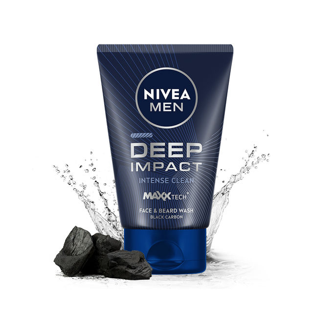 Nivea Men Face Wash Deep Impact Intense Clean For Beard & Face With Black Carbon 100 g Combo