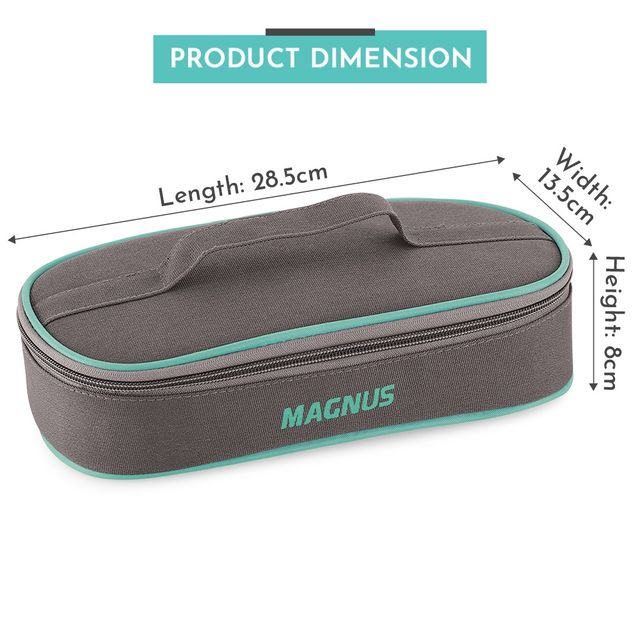 Magnus Vivid Solid Glass Lunch Box - 2 Round Borosilicate Fixed Clip Containers | 400 ml Each & Bag