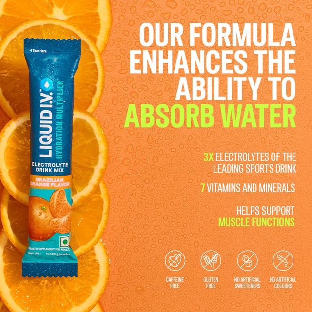 Liquid I.V. Hydration Multiplier - Brazilian Orange | Electrolyte Powder Drink Mix | Pack Of 3