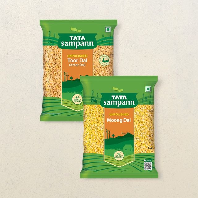 Tata Sampann Unpolished Moong Dal(500gms) & Tata Sampann High Protien Toor Dal - Split(500gms) Combo