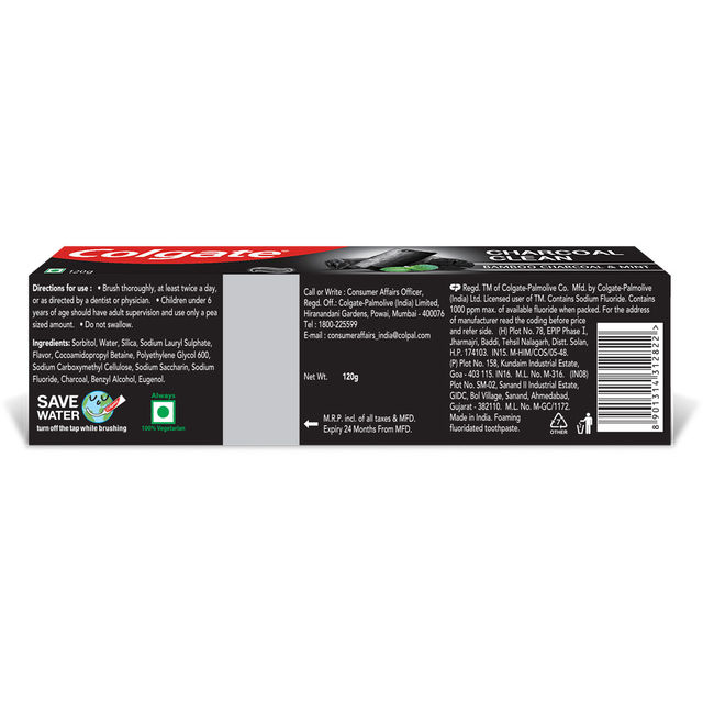 Colgate Charcoal Clean Black Gel Toothpaste Deep Clean with Bamboo Charcoal & Wintergreen Mint 120 g Combo
