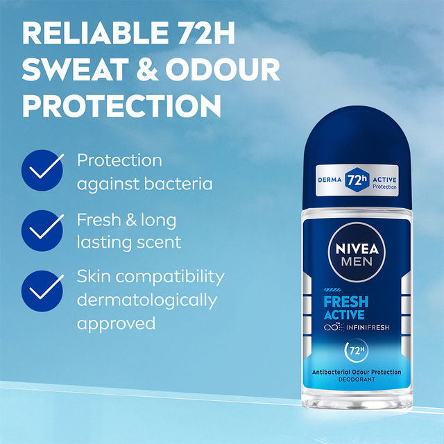 Nivea Men Dark Spot Reduction Face Cream (75ml) & Nivea Men Face Wash All In 1 Charcoal (100g) & Nivea Fresh Active Underarm Roll On 72H Protection (50ml) Combo