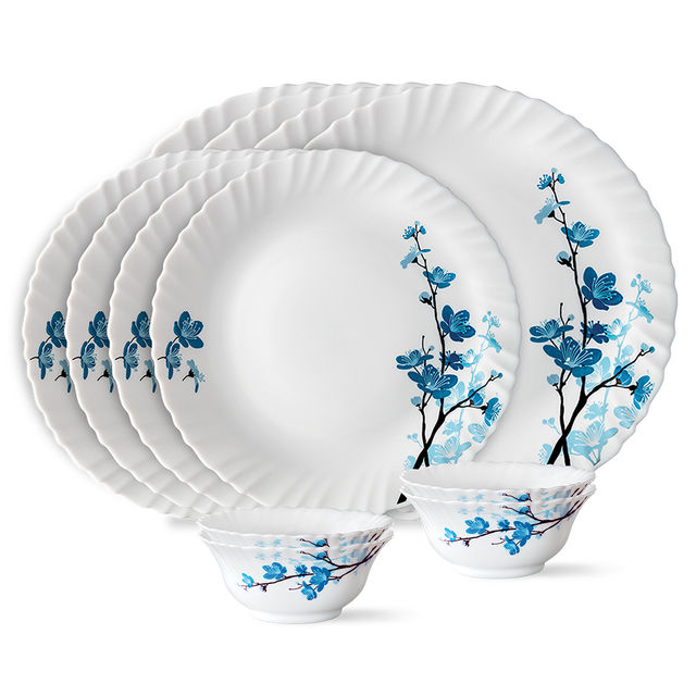 Larah By Borosil Mimosa 12Pc Dinner Set Opalware Crockery For Dining & Gifting - White