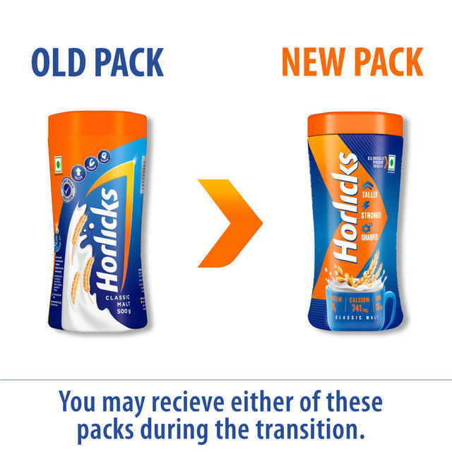 Horlicks Classic Malt Powdered Health Drink (Jar) 500 GRAM(500gms) & Parle Milk Shakti(350gms) Combo