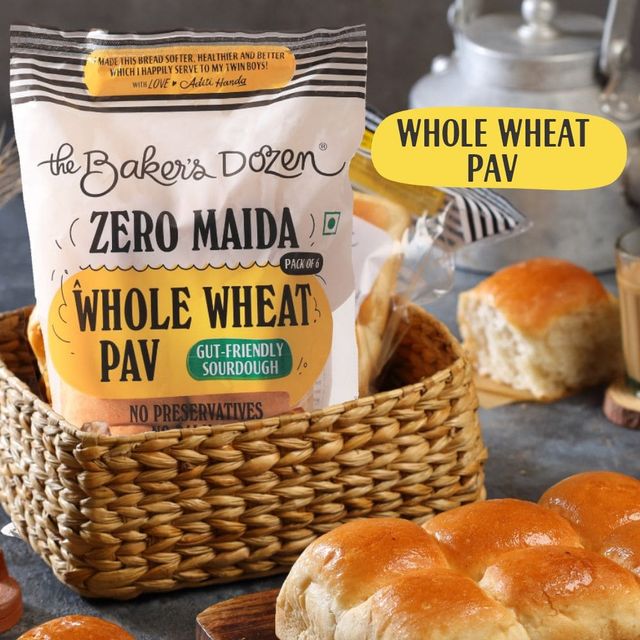 The Baker's Dozen Zero Maida Pav No Palm Oil No Preservative 100% Wholewheat 220 g Combo