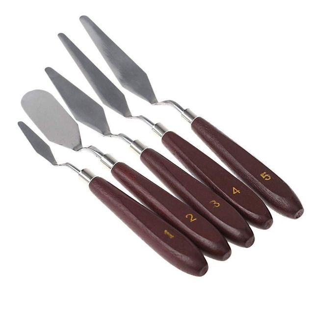 Chrome Painting Knives Of Various Sizes & Shapes Set Of 5