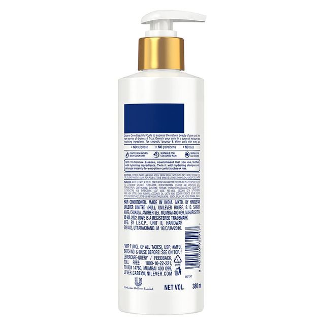 Dove Beautiful Curls Detangling Conditioner Sulphate Free No Parabens & Dyes