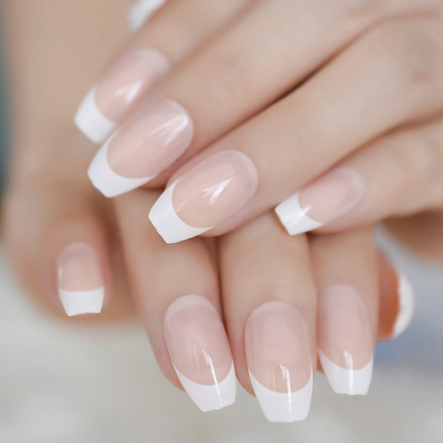 Gush Beauty Nailed It | Reusable Luxury Press On Nails | Medium Coffin | Heavenly | Nude & Grey