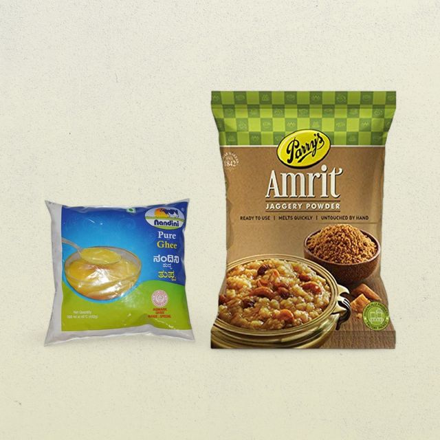 Nandini Pure Ghee (Pouch)(500 ml) & Parry's Amrit Jaggery Powder(500 gms) Combo