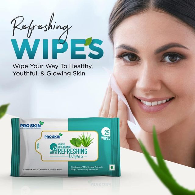 Pro Skin Refreshing Wipes - Mint & Aloe Vera (25 Wipes)