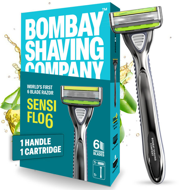 Bombay Shaving Company Sensiflo 6 Razor For Men With Aloe And Vit E Strip, 6-Blade Sensitive Razor