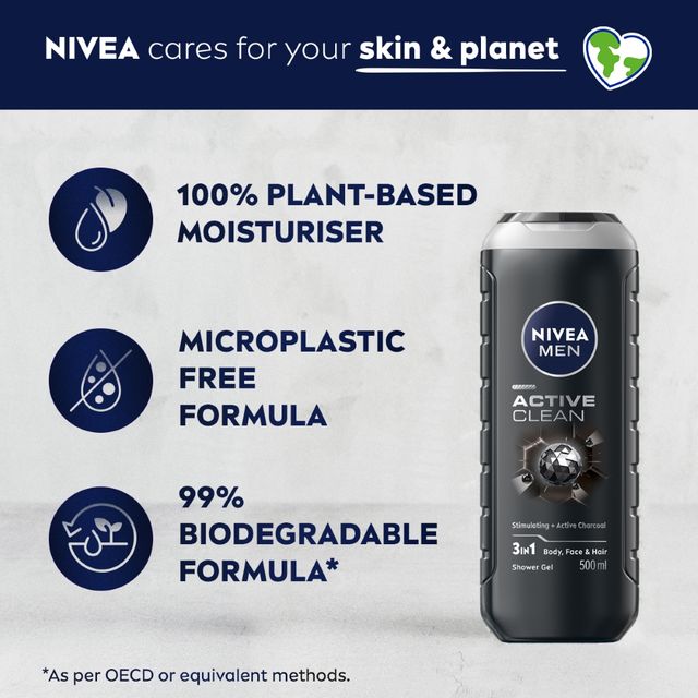 Nivea Men Active Clean Shower Gel (500ml) & Bombay Shaving Company Desire Deodorant Spray (150ml) Combo