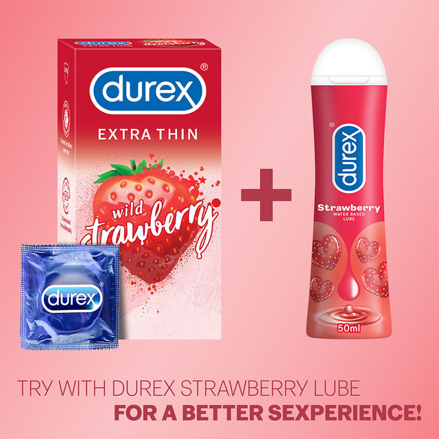 Durex Extra Thin Wild Strawberry Flavoured Condoms 12 pc Combo