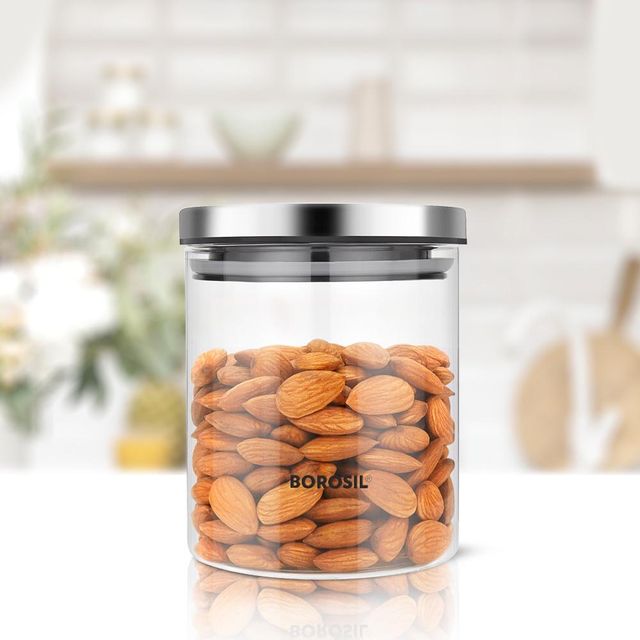 Borosil Classic Jar With Airtight Lid (600 ml) | Borosilicate Glass