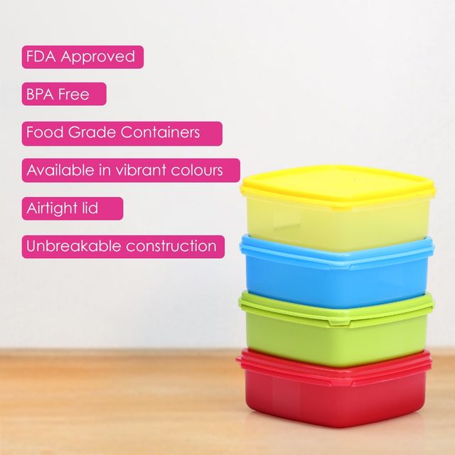 Varmora V Fresh Plastic Utility Storage Container | 400 ml Airtight | Set Of 4 - Assorted