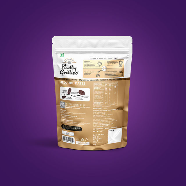 Nutty Gritties Jumbo Medjool Dates - High Fibre, Rich Caramel Taste