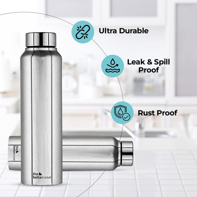 The Better Home Stainless Steel 1 Litre Water Bottle For Home-Silver