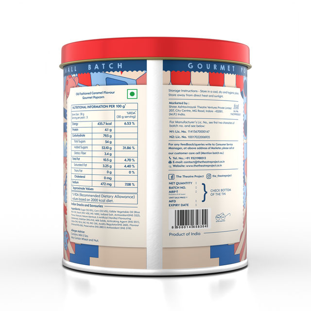 Ttp Popcorn Tins - Cheese & Caramel Mix(88gms) & Ttp Popcorn Tins - Old Fashioned Caramel(88gms) Combo